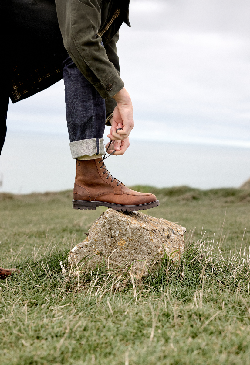leather lace-up ankle boots for women