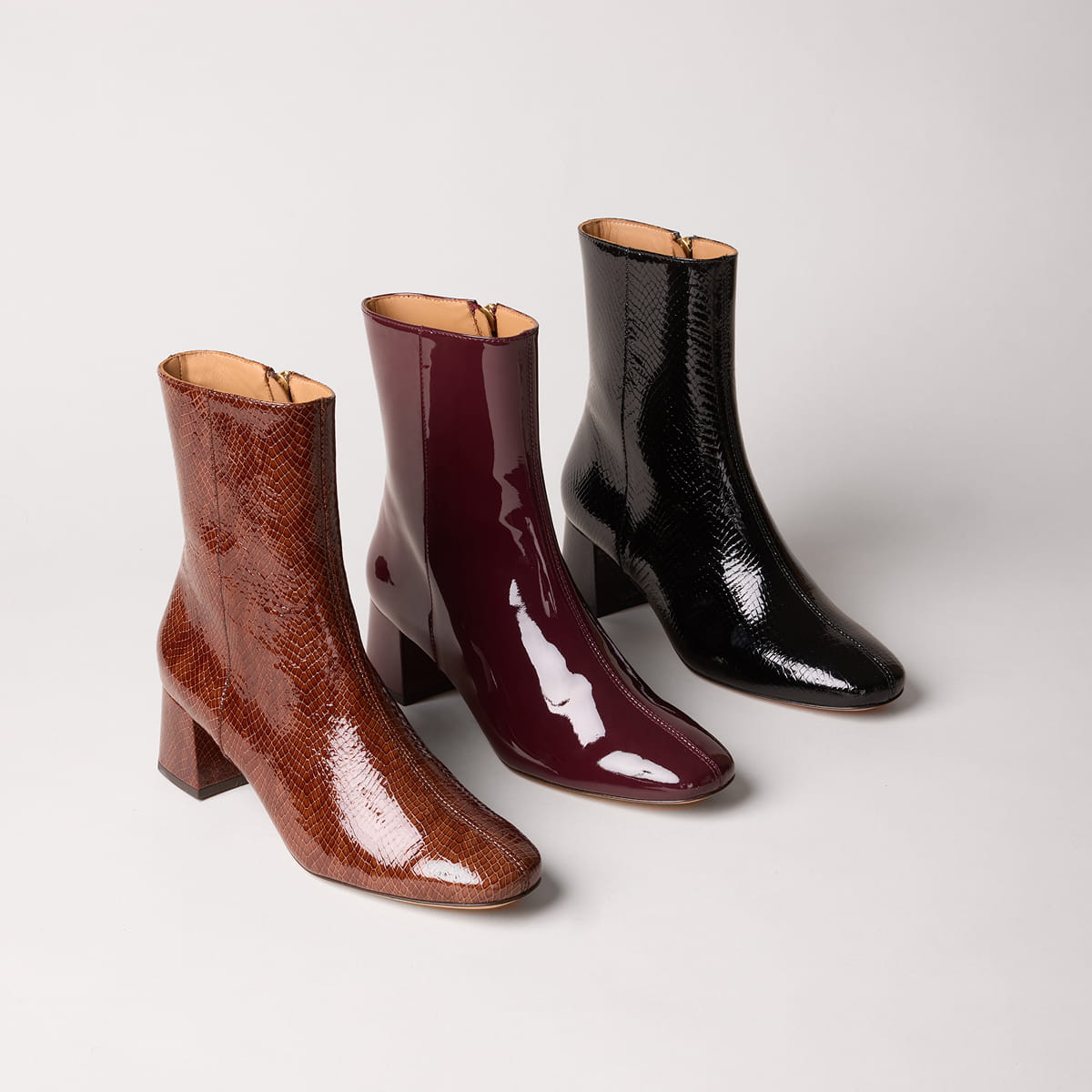 Lederstiefeletten mit Absatz für Damen