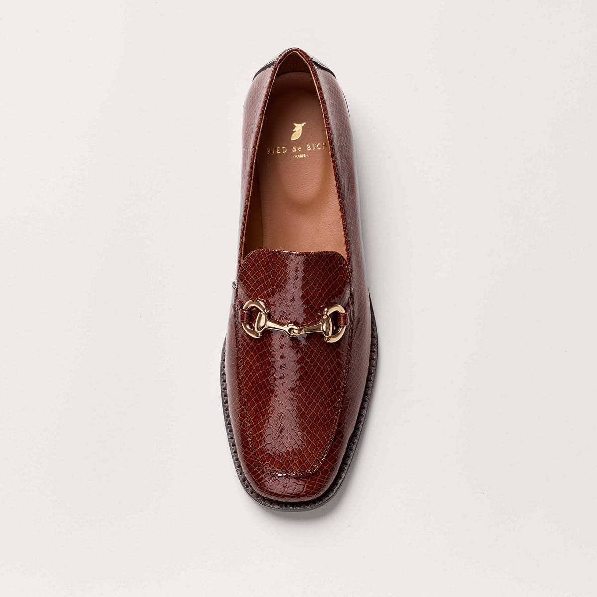 Mokassins aus Lackleder mit Reptilienmuster für Damen