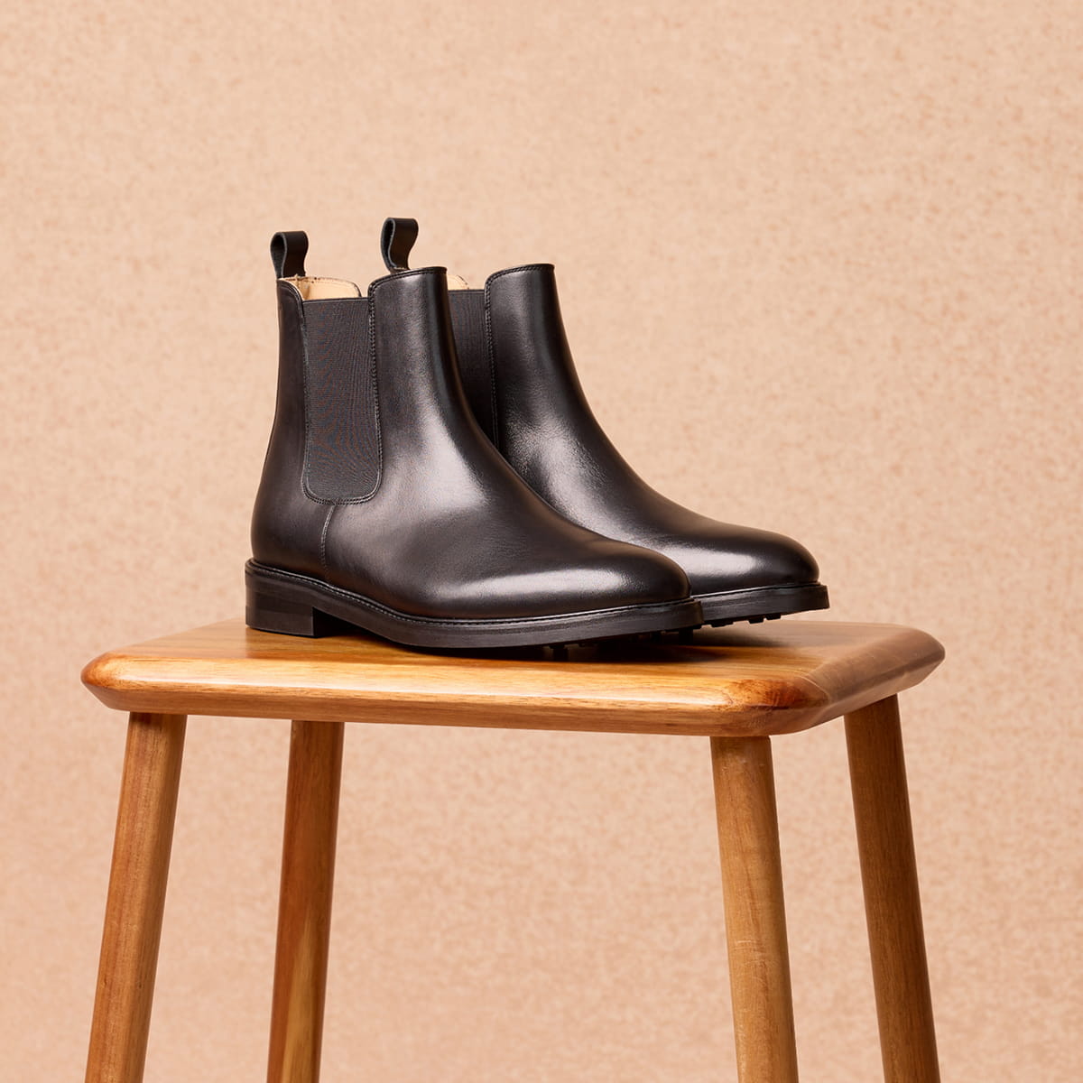 chelsea boots en cuir lisse noir pour homme
