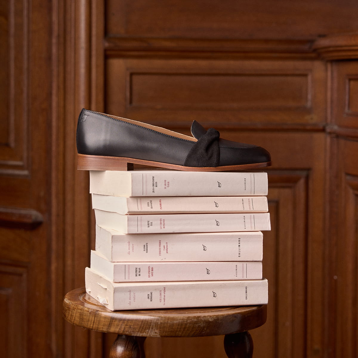 Damen-Loafer aus glattem schwarzem Leder