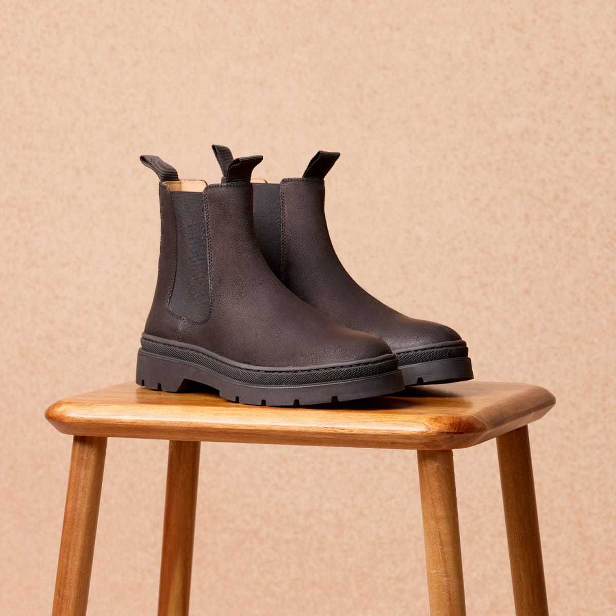 bottines en cuir noir pour homme