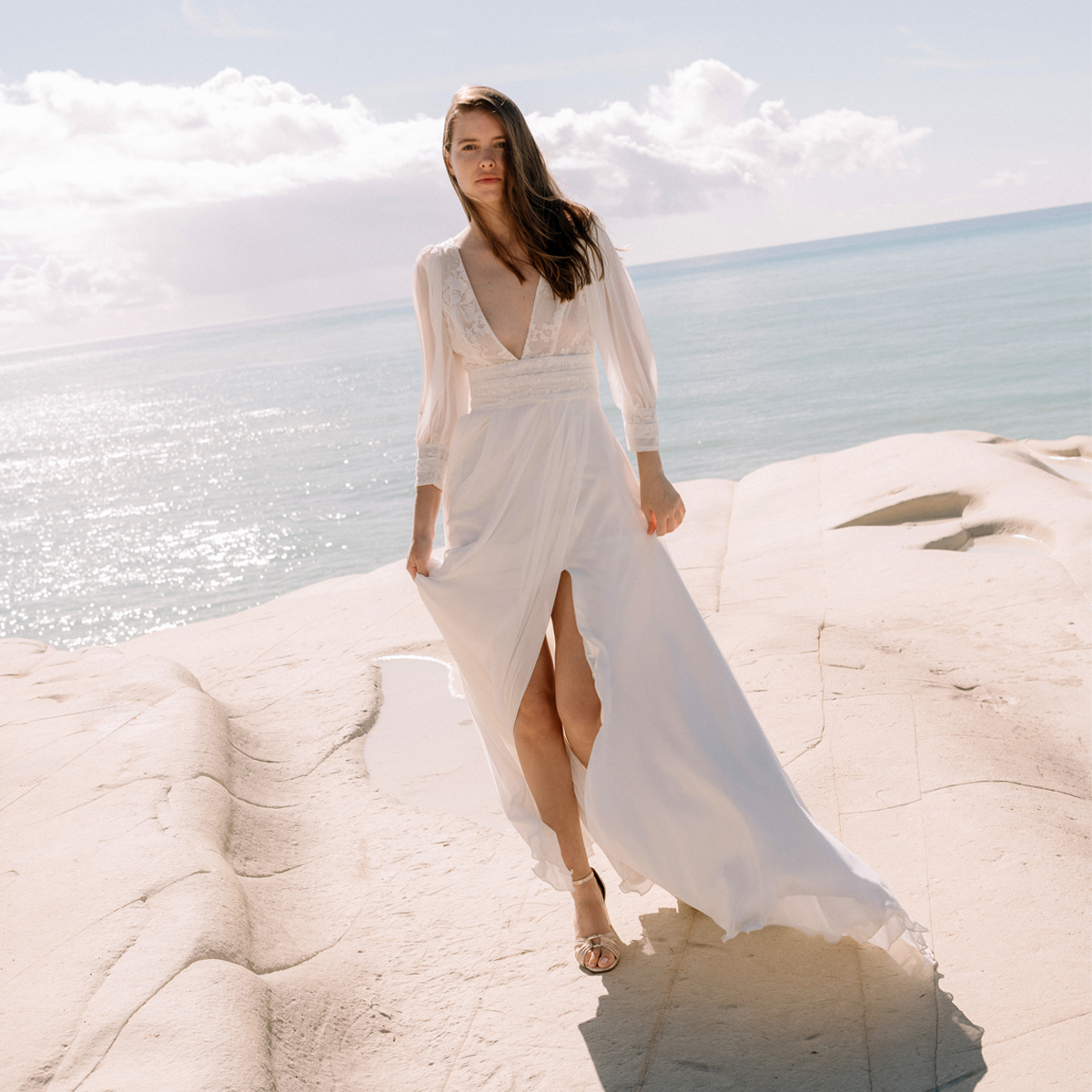 sandales dorées en cuir pour femme