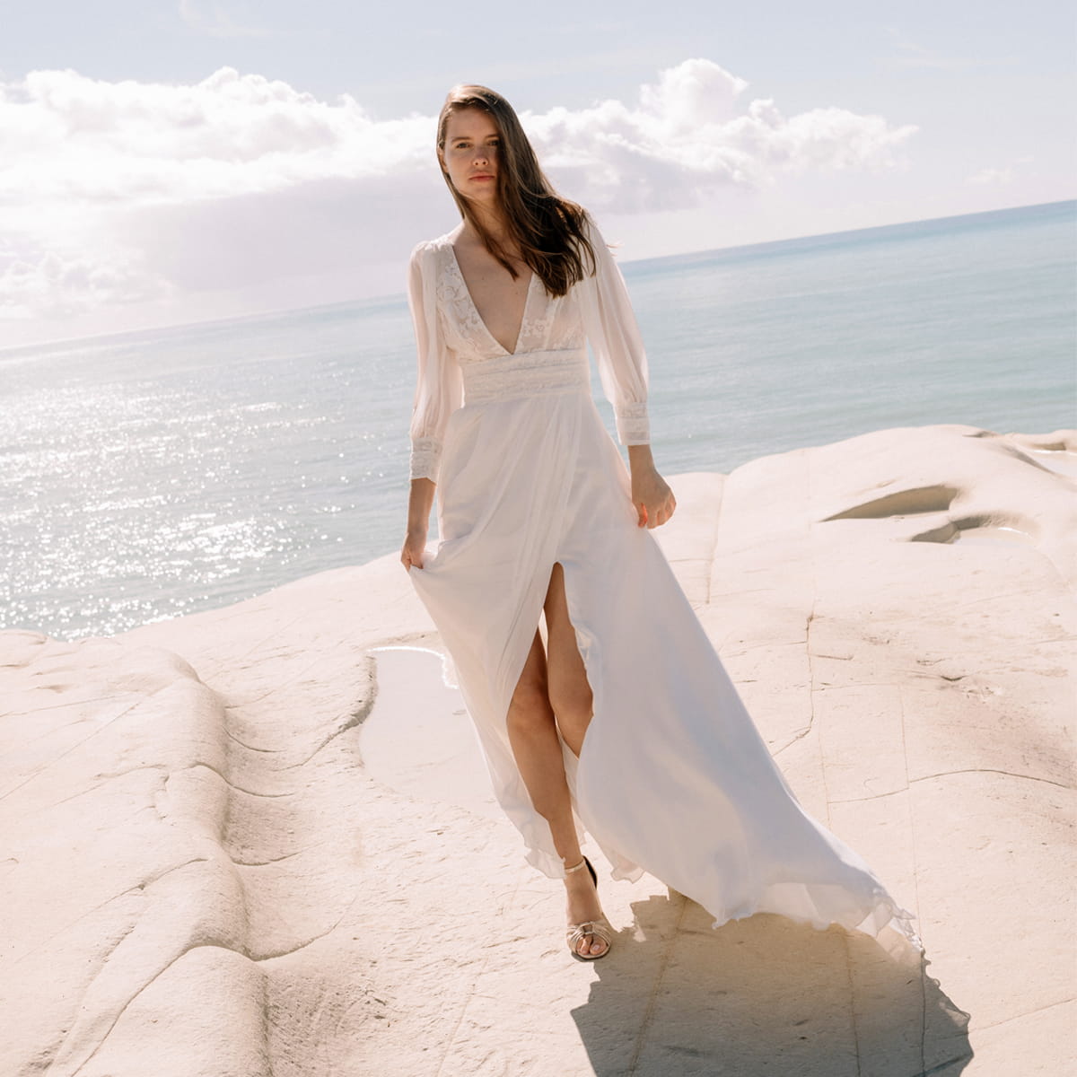 golden leather sandals for women