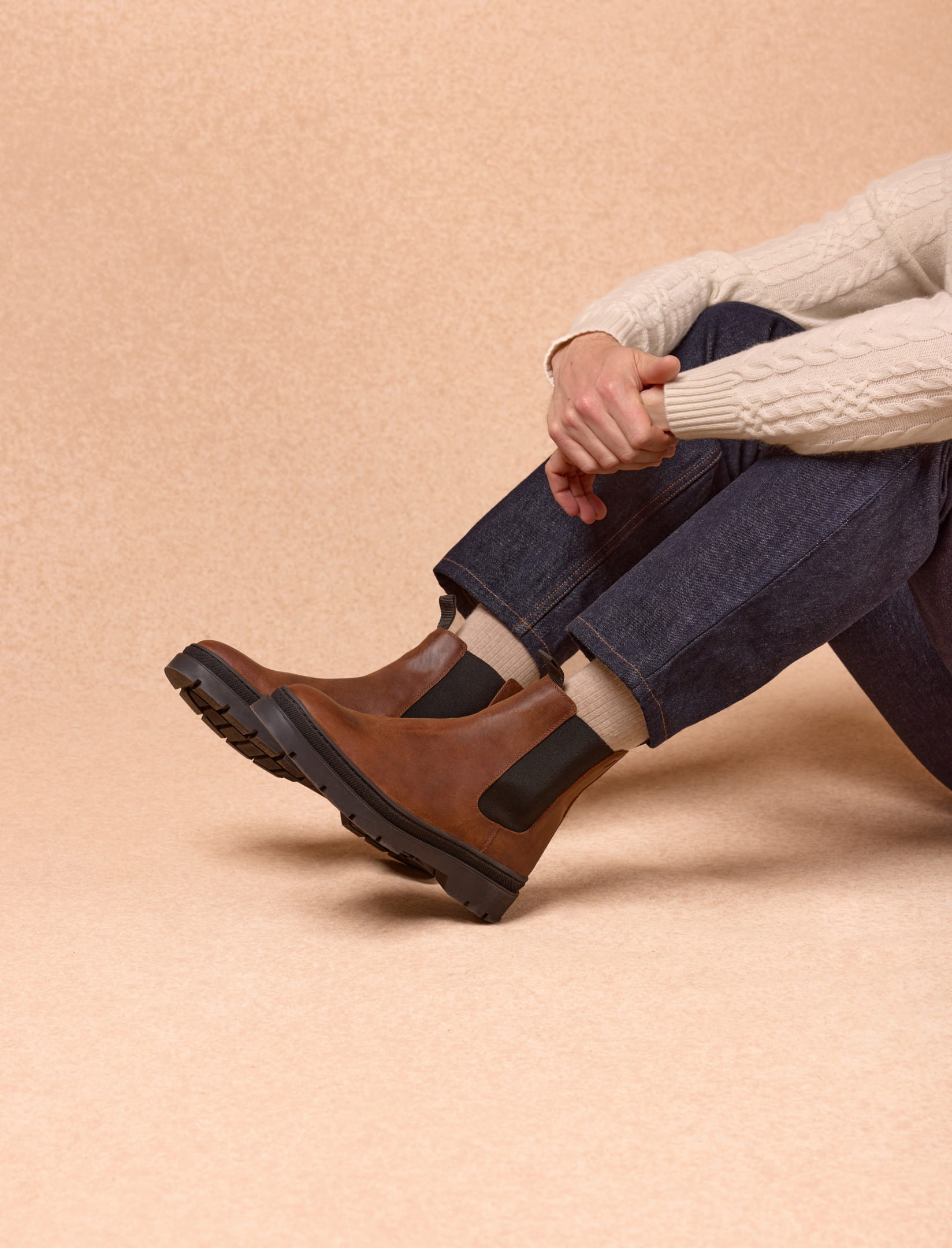 Braune Chelsea Boots aus Leder für Herren