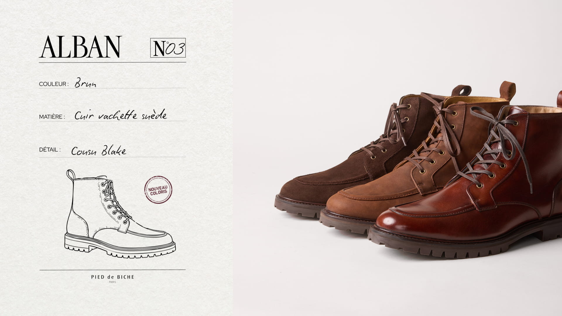 combat boots en cuir brun pour homme