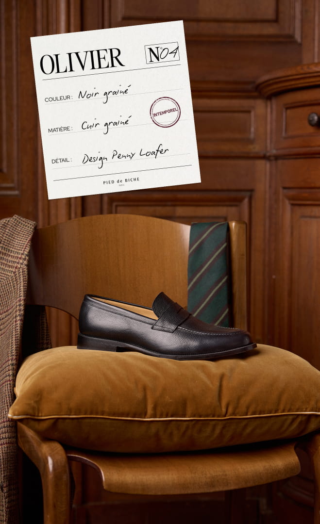 mocassins en cuir grainé noir pour homme