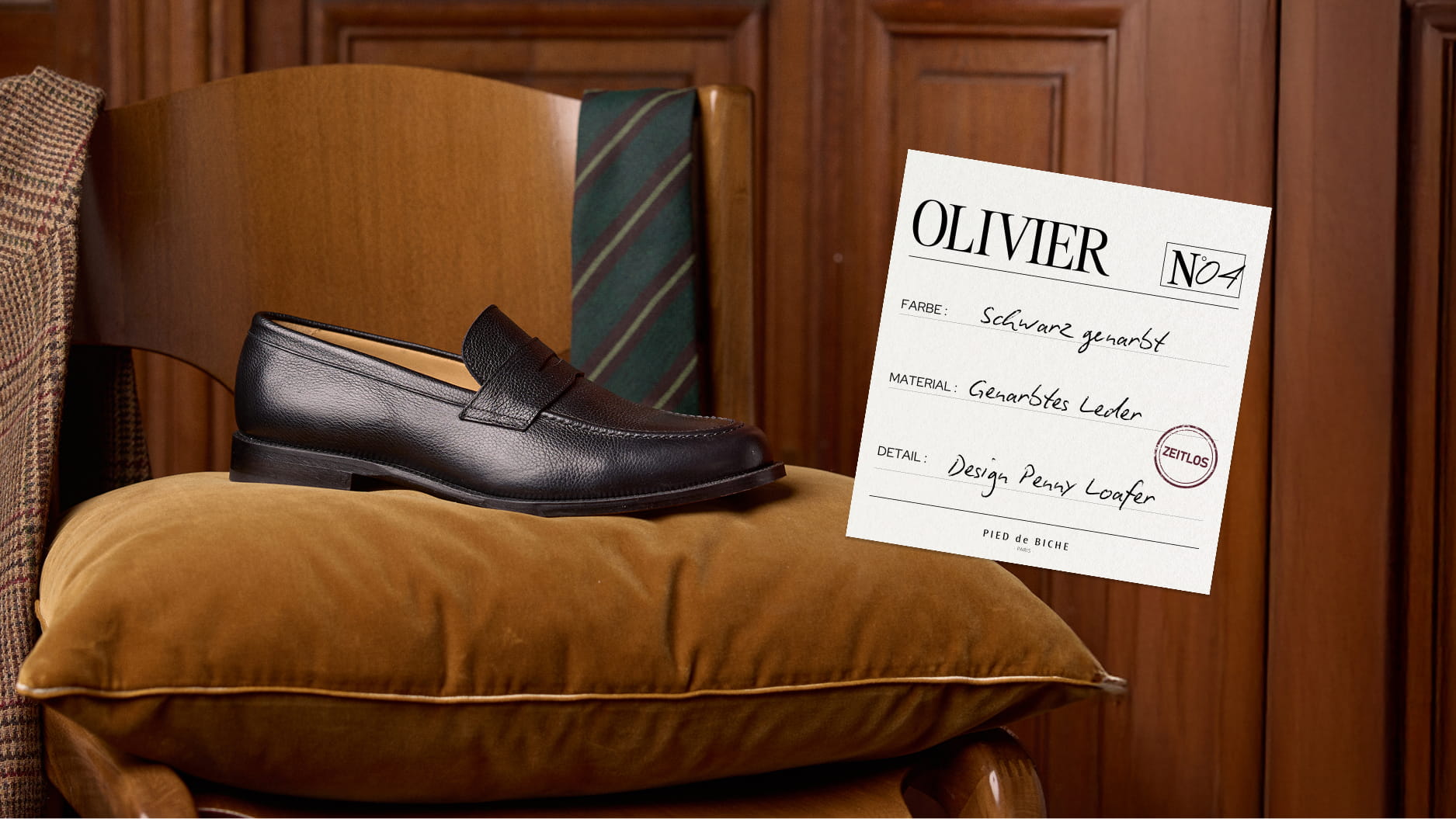 Mokassins aus schwarzem genarbtem Leder für Herren