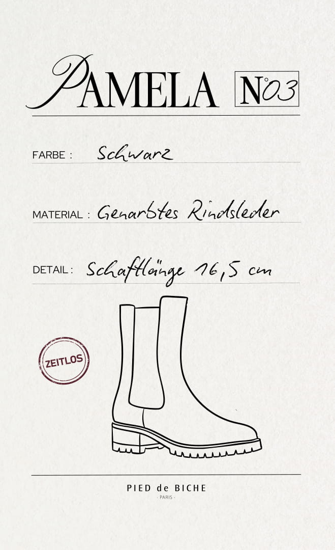 Flache Stiefeletten aus schwarzem Leder für Damen