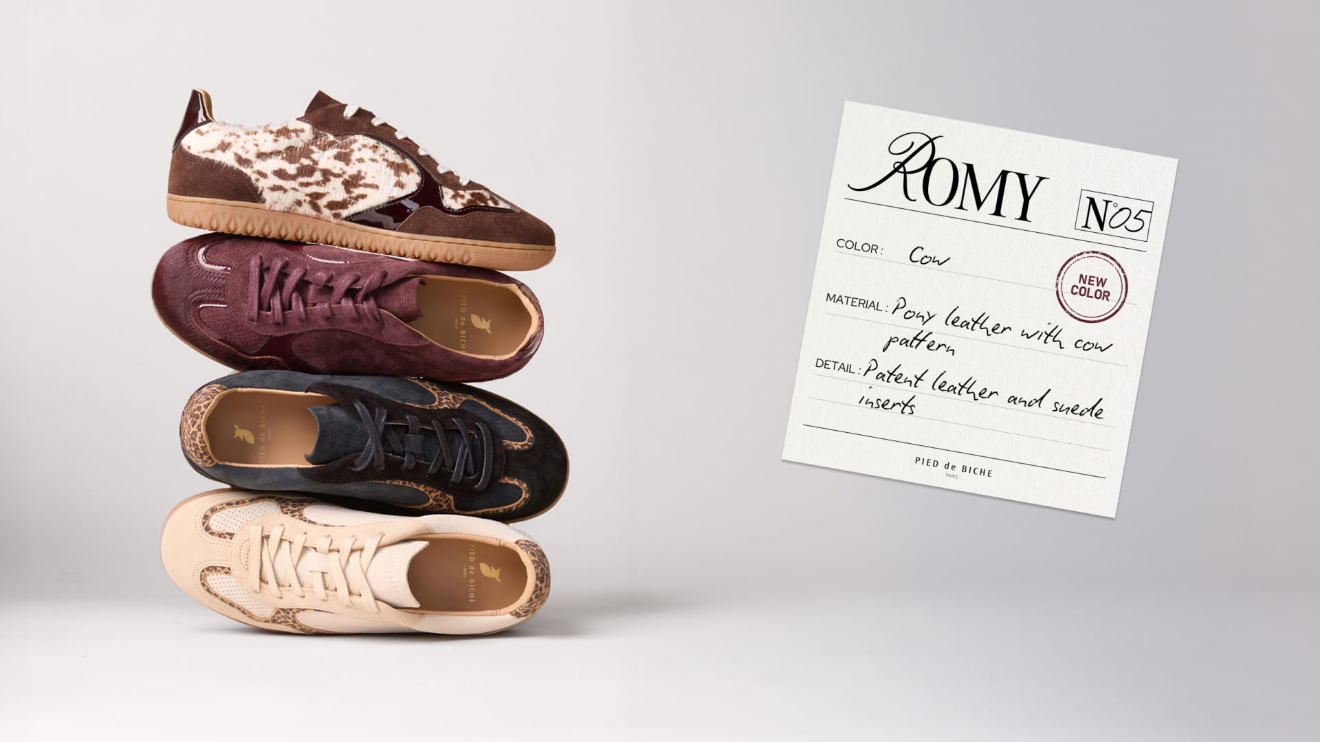 Women's cow print leather sneakers