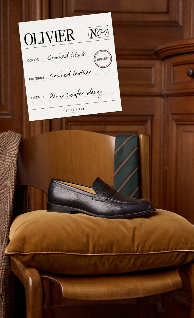 black grained leather loafers for men