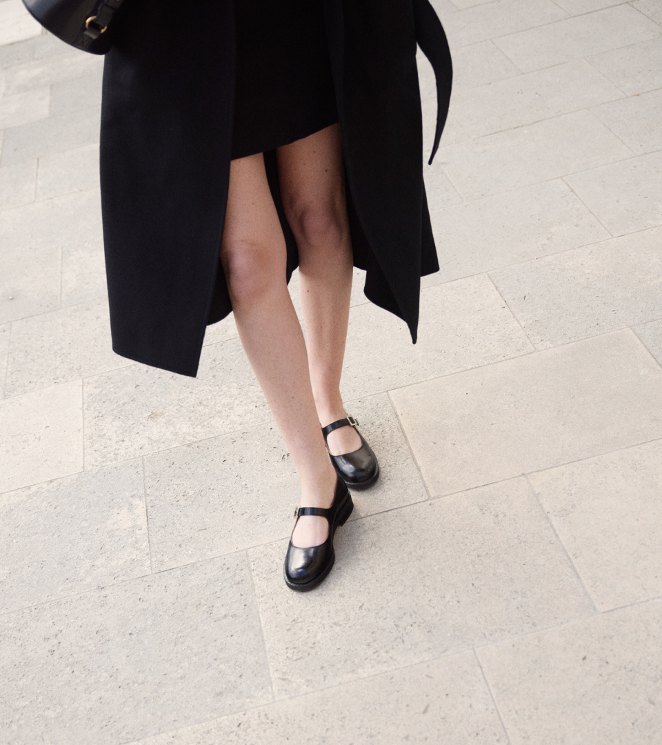 babies en cuir noir pour femme