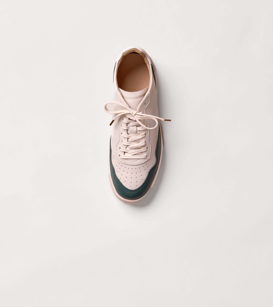 sneakers en cuir blanc et vert pour homme