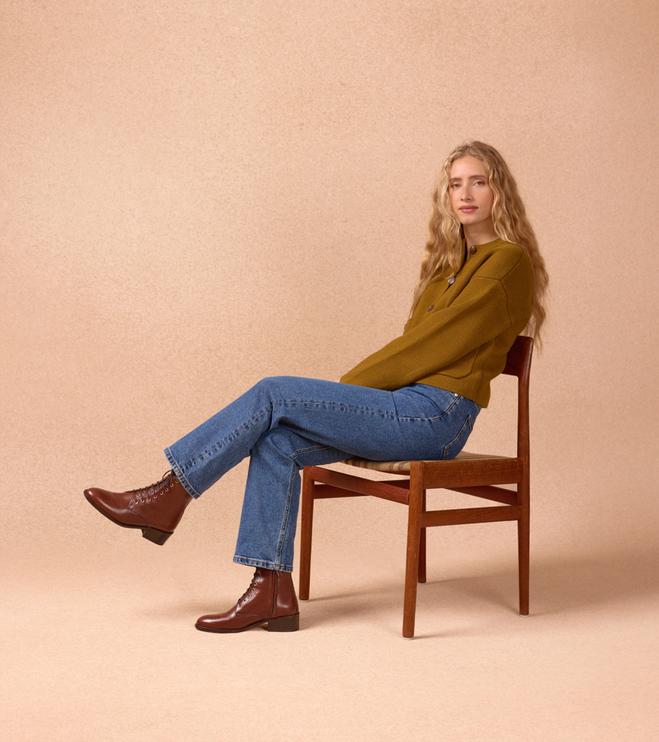 bottines à lacets en cuir bourgogne pour femme