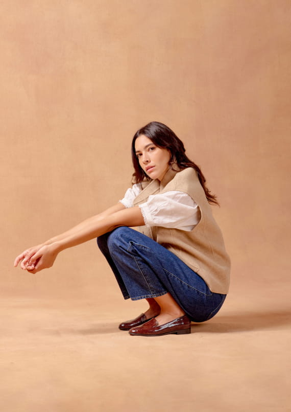 mocassins en cuir reptile pour femme