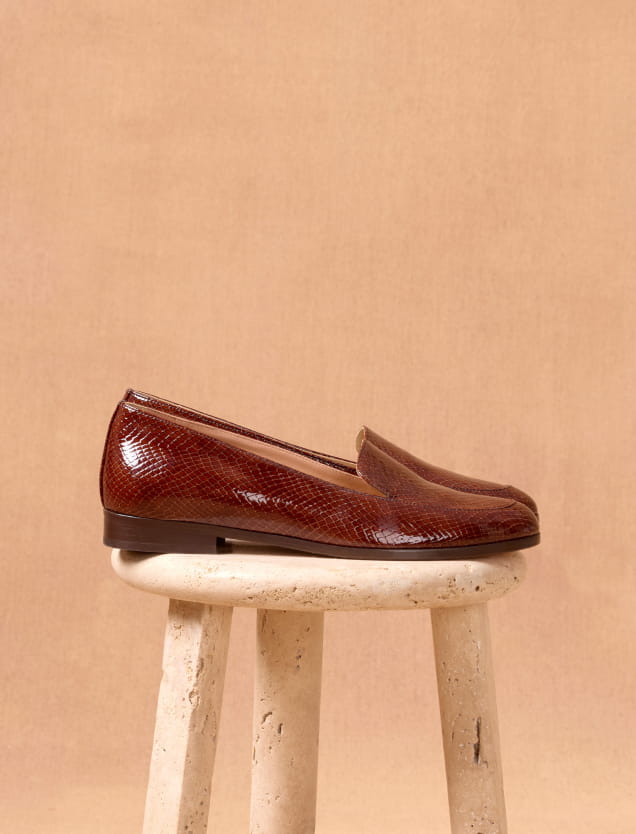 mocassins en cuir acajou pour femme