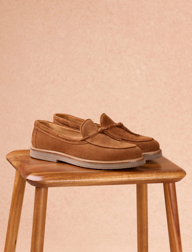 tobacco leather moccasins for men