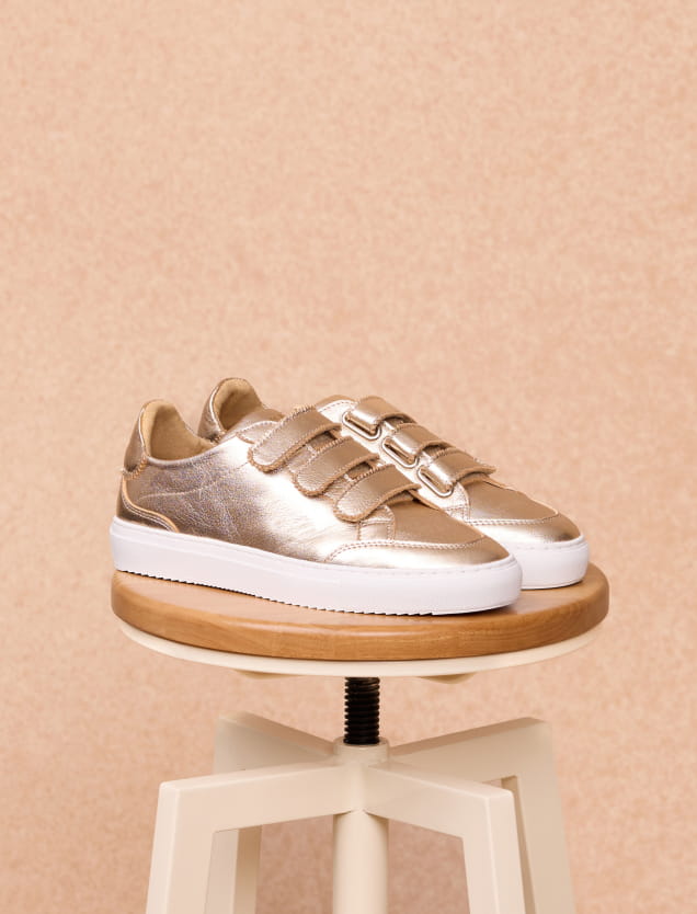 women's gold leather scratch sneakers