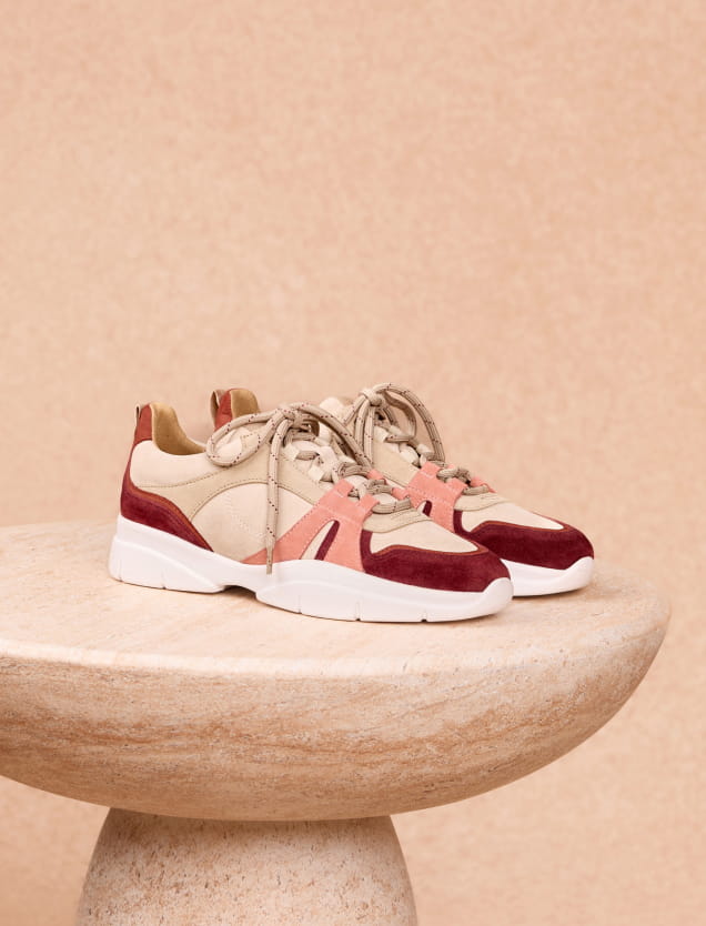 burgundy leather sneakers for women