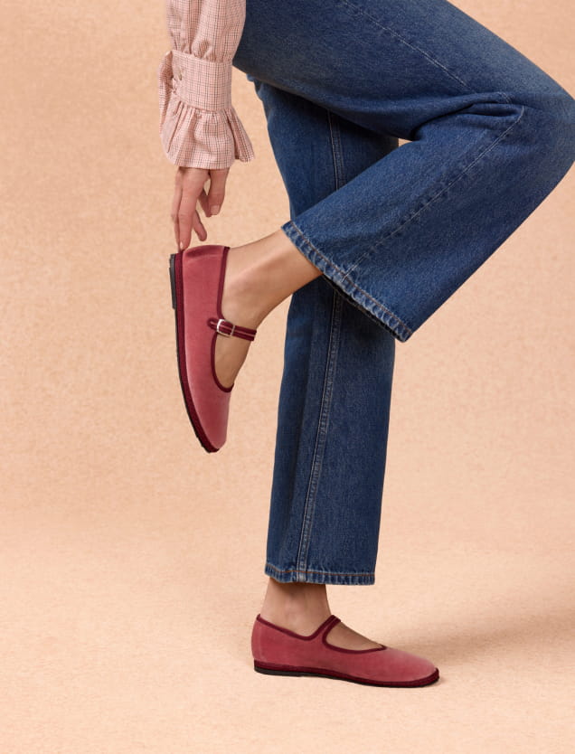 ballerines en velours rose pour femme