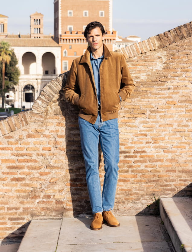 camelfarbene Lederderbys für Männer