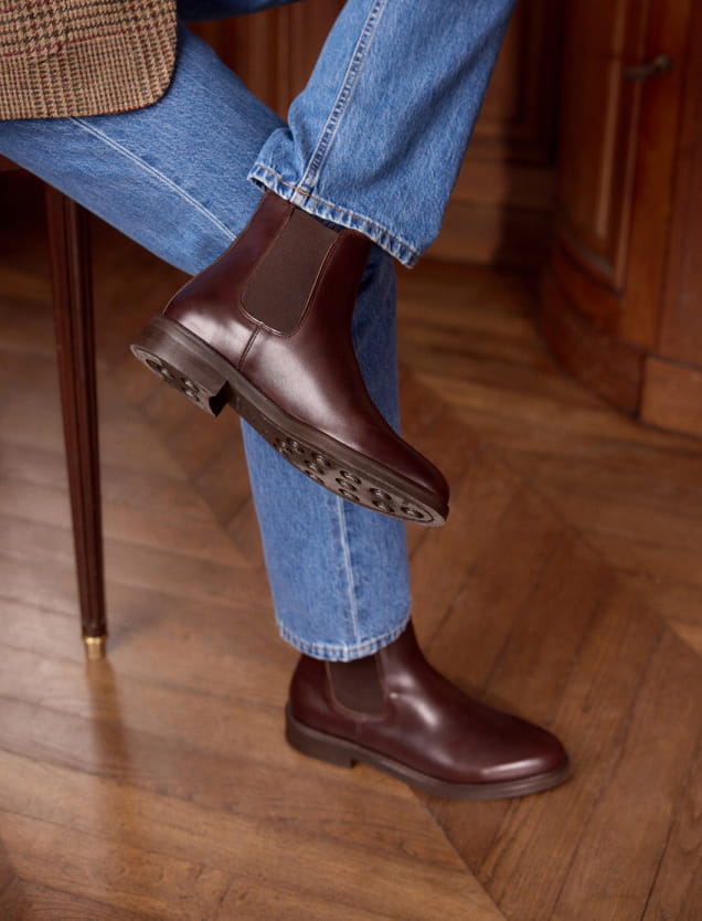 Chelsea Boots aus burgunderrotem Leder für Herren