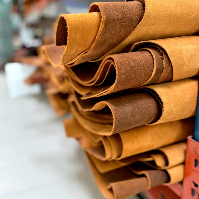 pieces of brown leather for shoe making