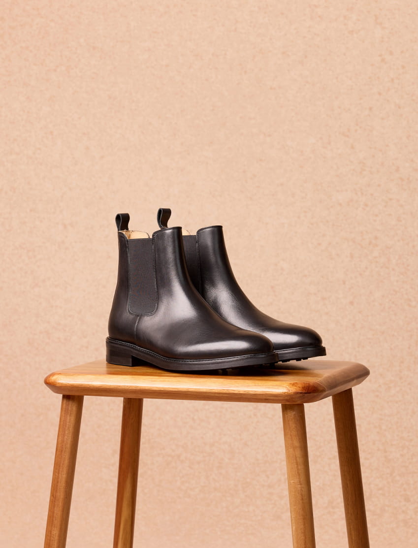 chelsea boots en cuir noir pour homme
