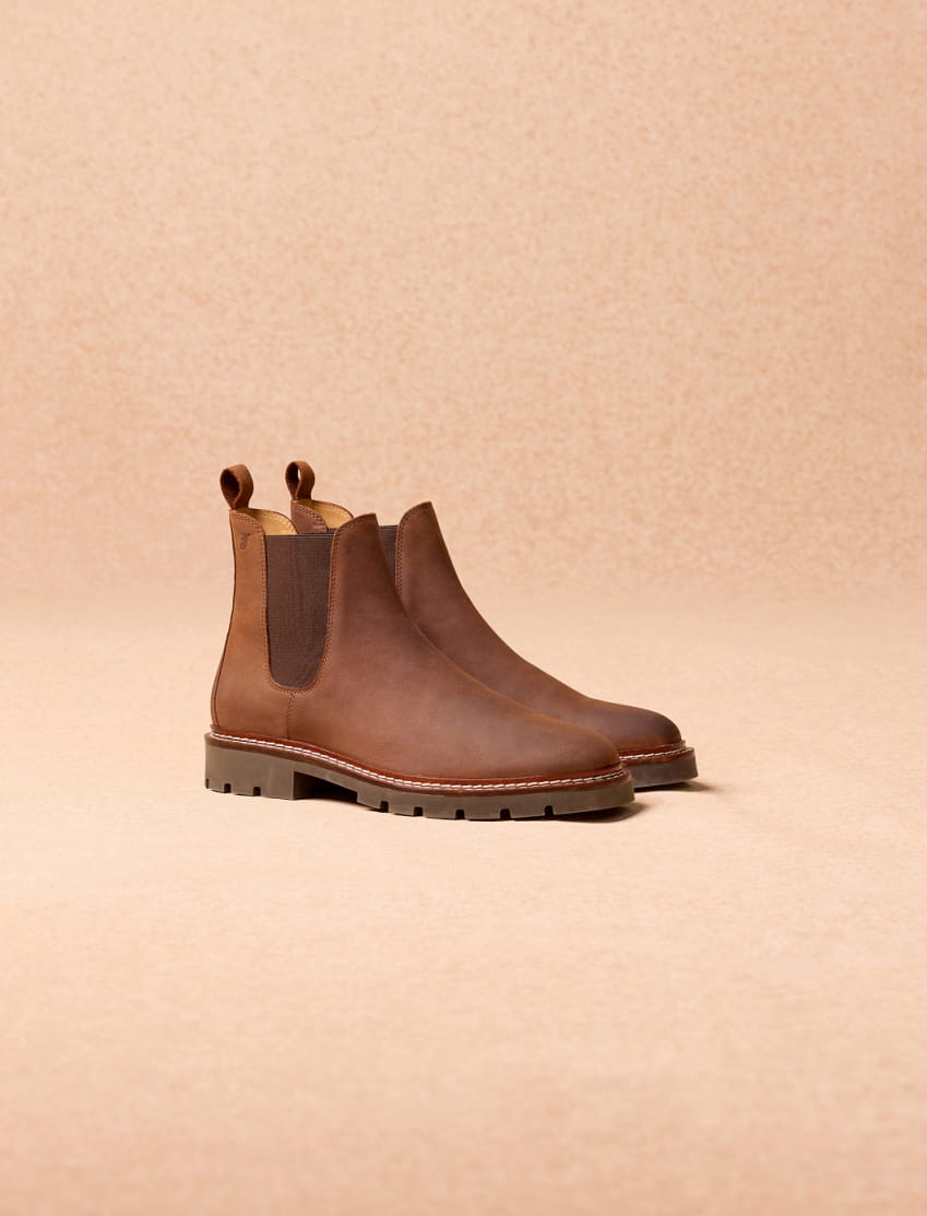 chelsea boots en cuir marron pour homme