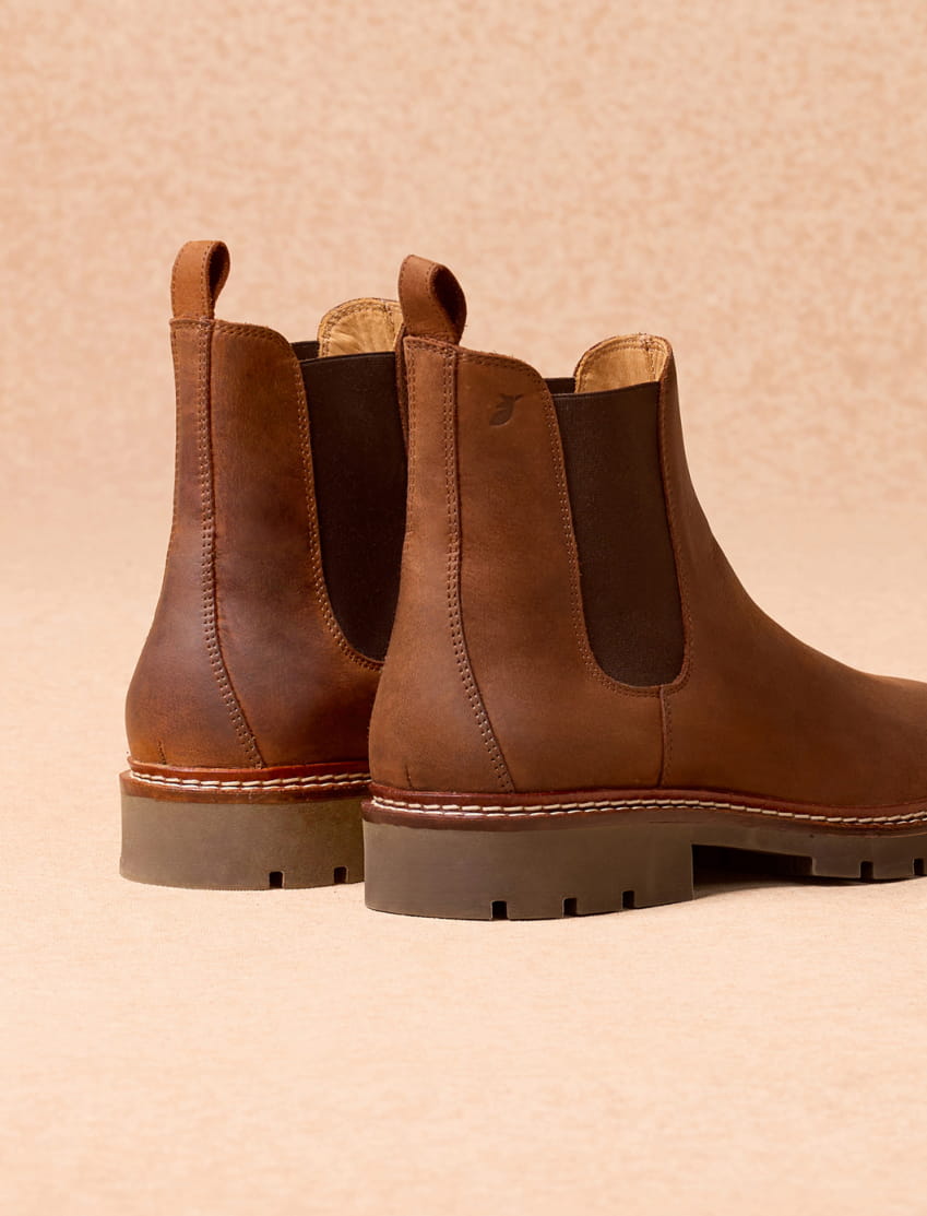 chelsea boots en cuir marron pour homme