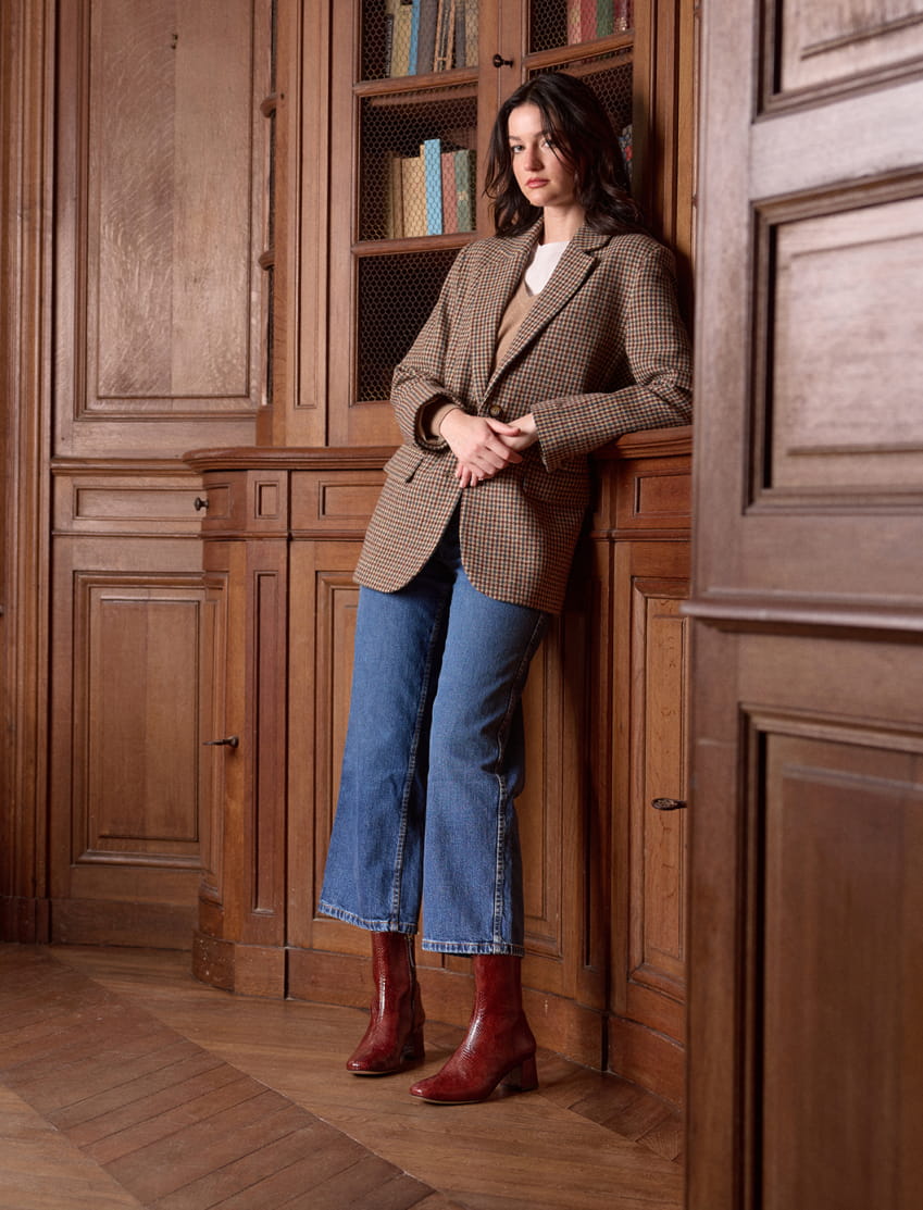 Stiefeletten mit Absatz aus Reptilleder für Damen