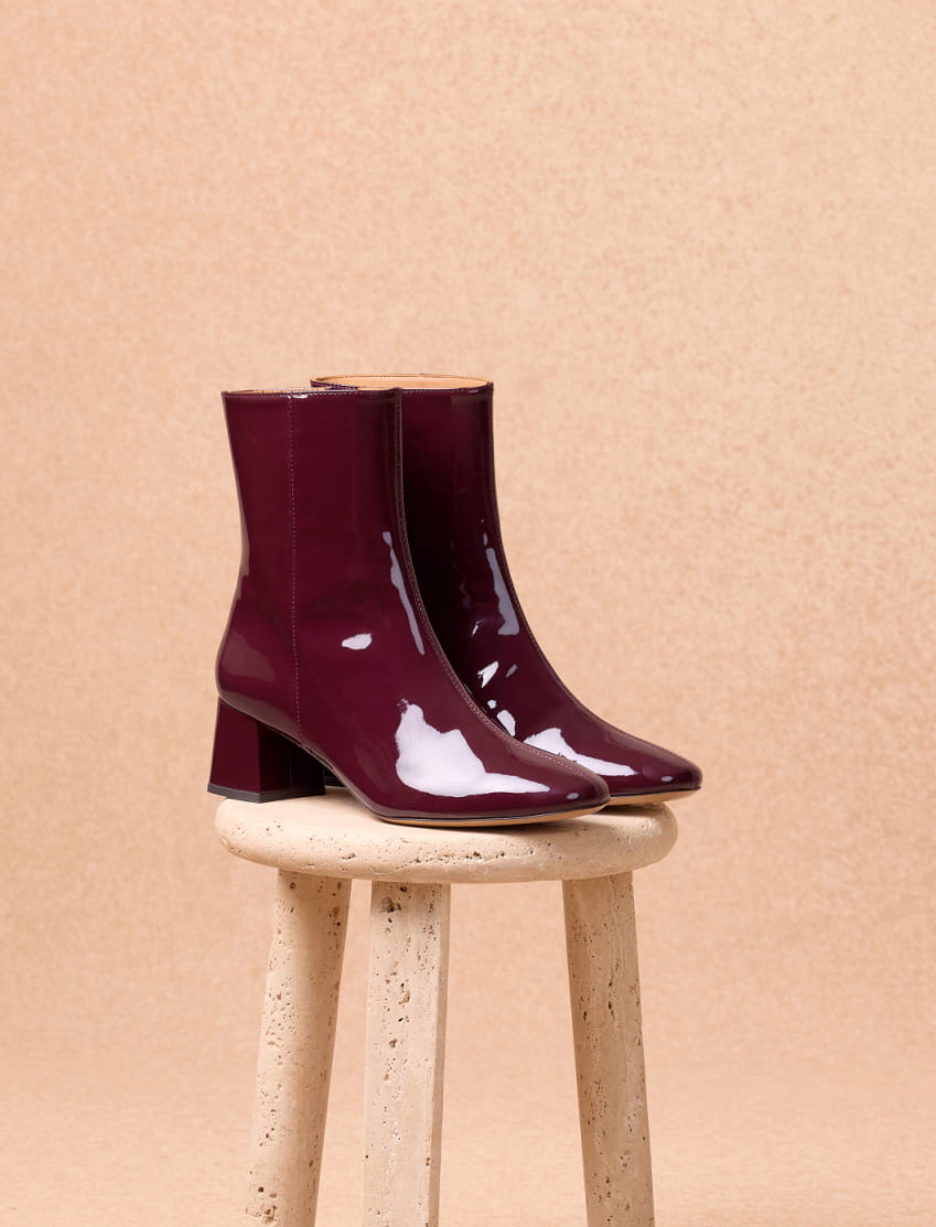 Stiefeletten mit Absatz aus Lackleder für Damen