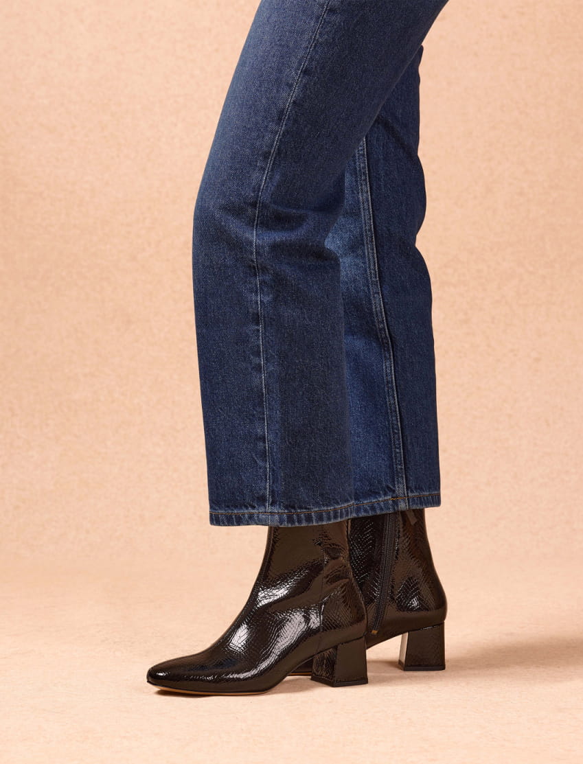 Stiefeletten mit Absatz aus Lackleder für Damen