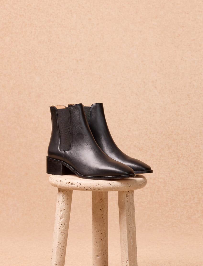 Glatte Lederstiefeletten für Damen