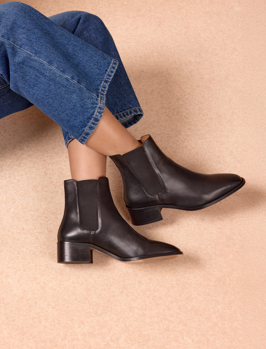 Glatte Lederstiefeletten für Damen