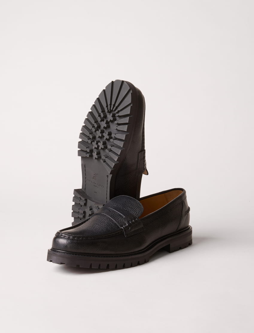 mocassins en cuir noir pour homme