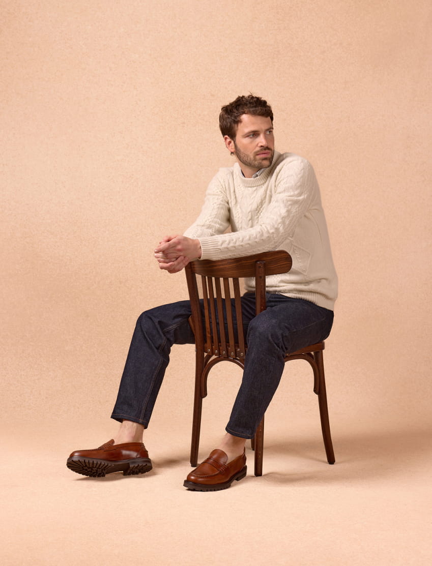 mocassins en cuir cognac pour homme