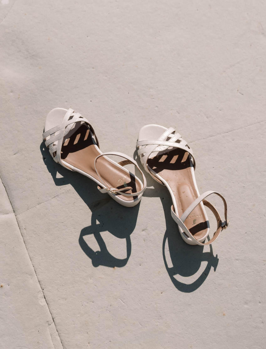 women's ivory flat sandals