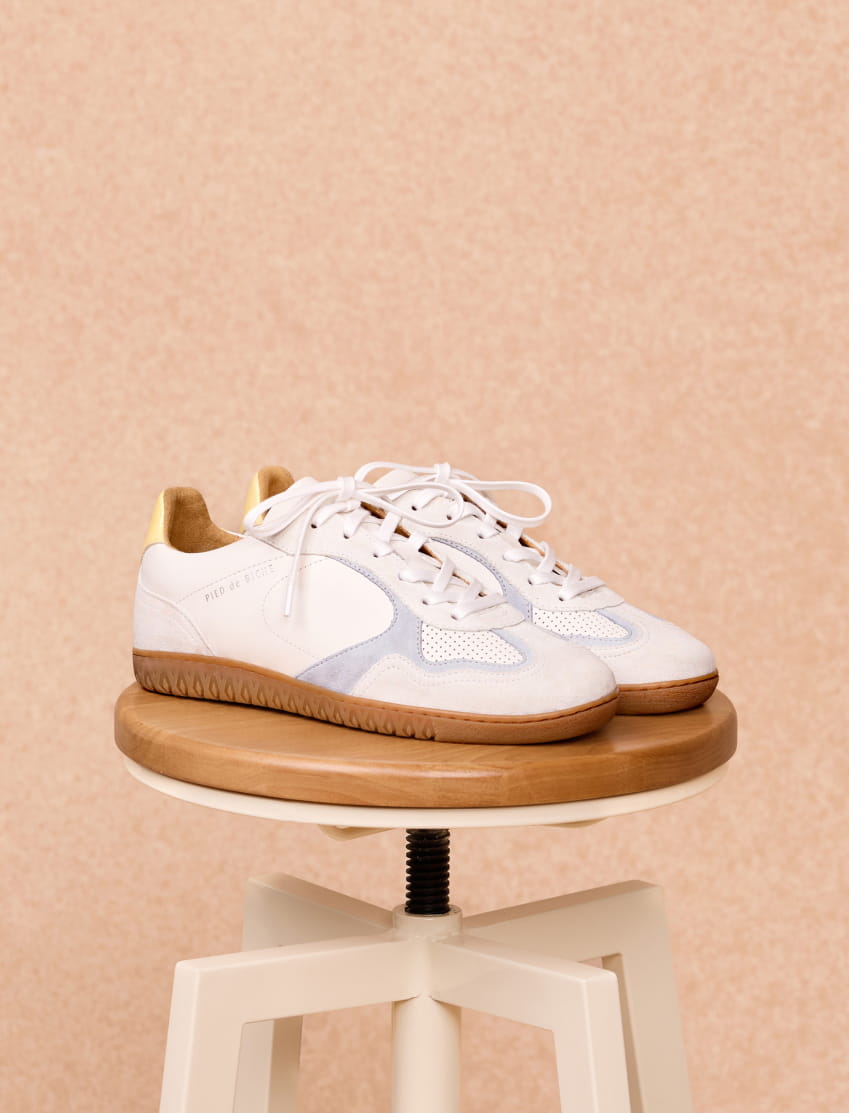 white and pastel leather sneakers for women