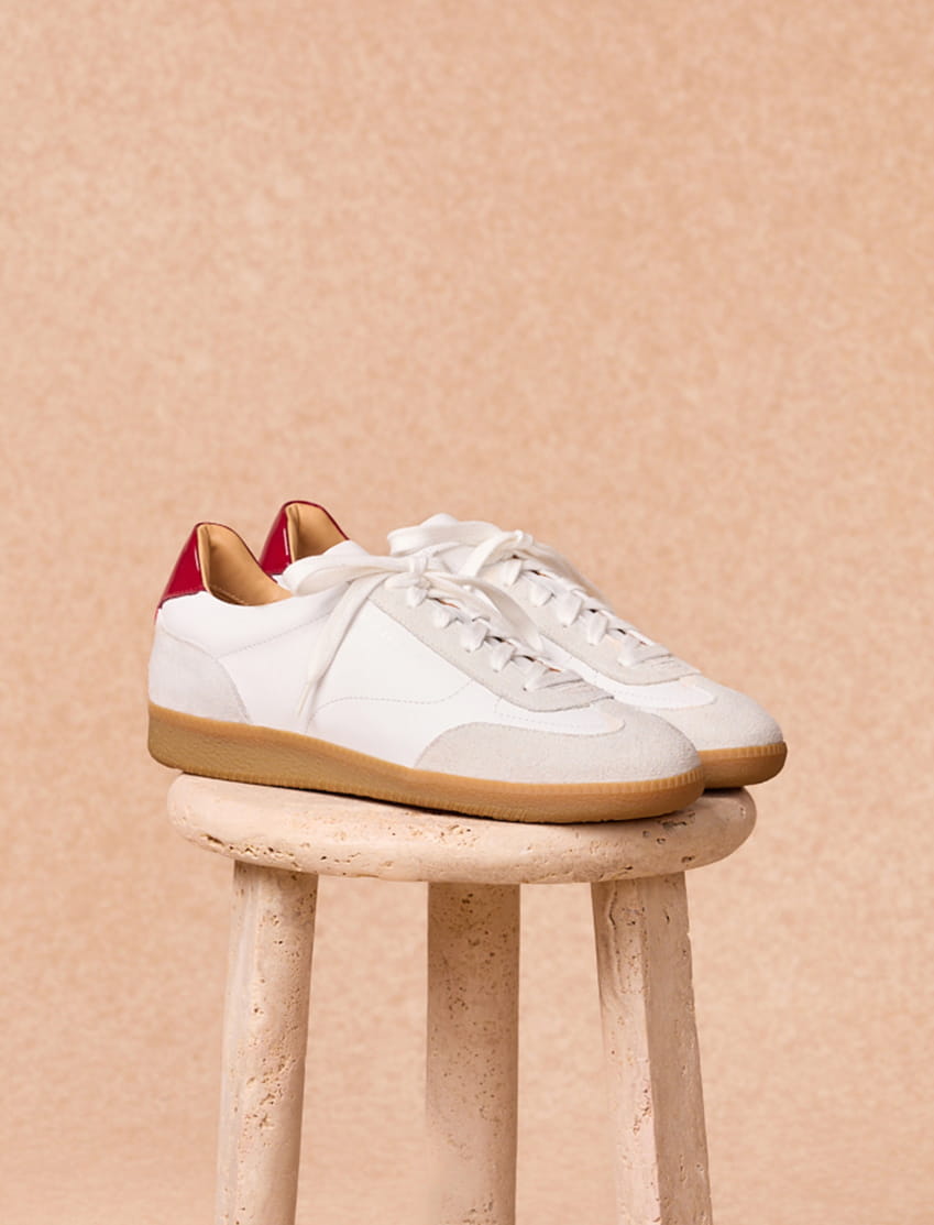 white and red patent leather sneakers for women