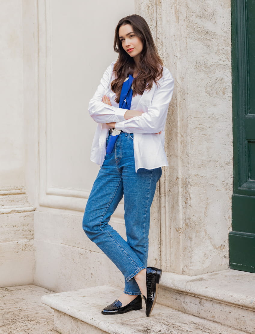 mocassins en cuir noir pour femme