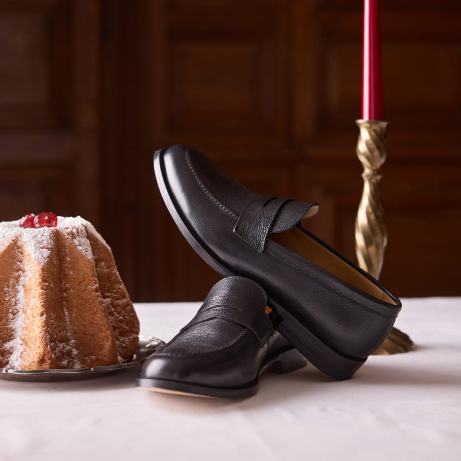 mocassins en cuir noir grainé pour homme