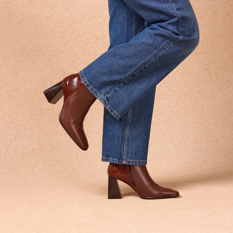 chelsea boots en cuir lisse bordeaux femme