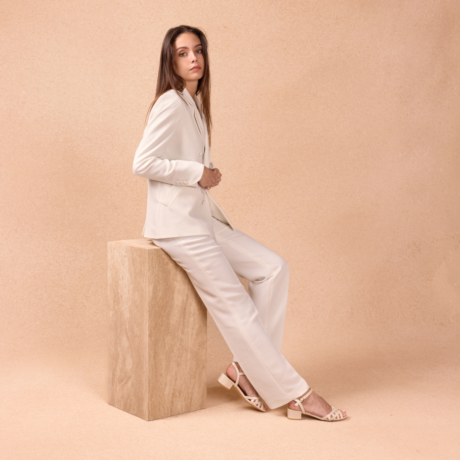 flat sandals ivory leather for women