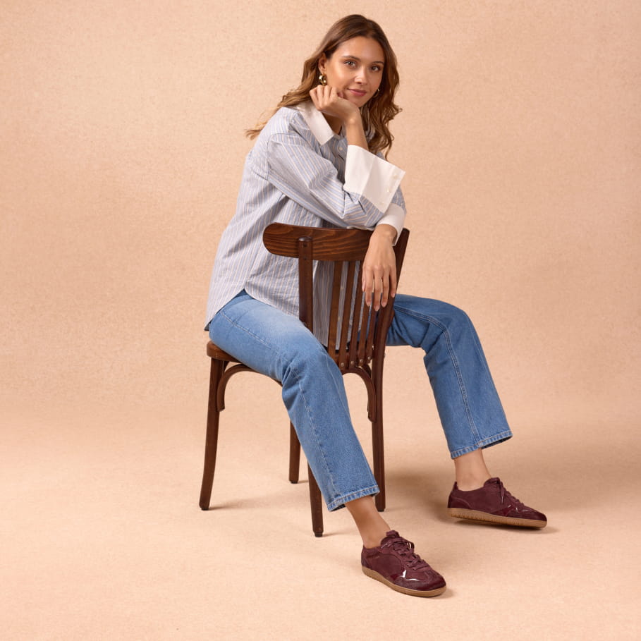 Lila Ledersneaker für Damen