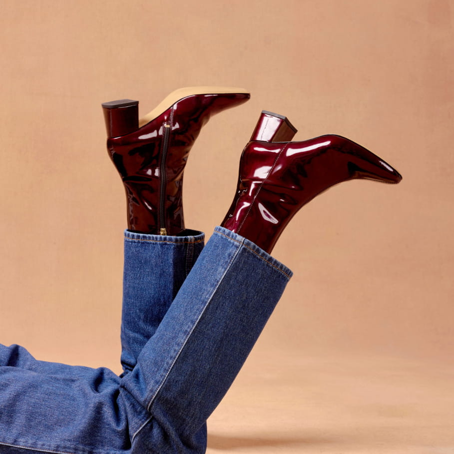 leather burgundy boots for women