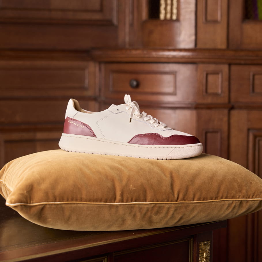 sneakers en cuir rouge et blanc pour homme