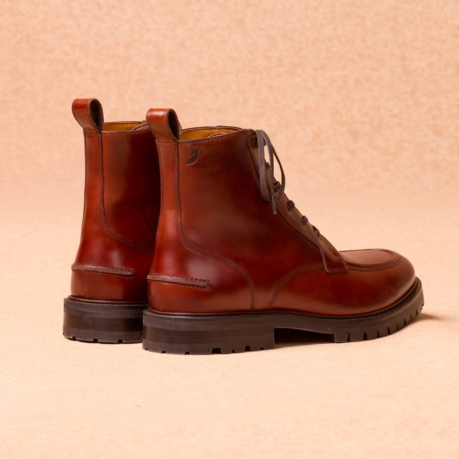 combat boots en cuir bourgogne pour homme