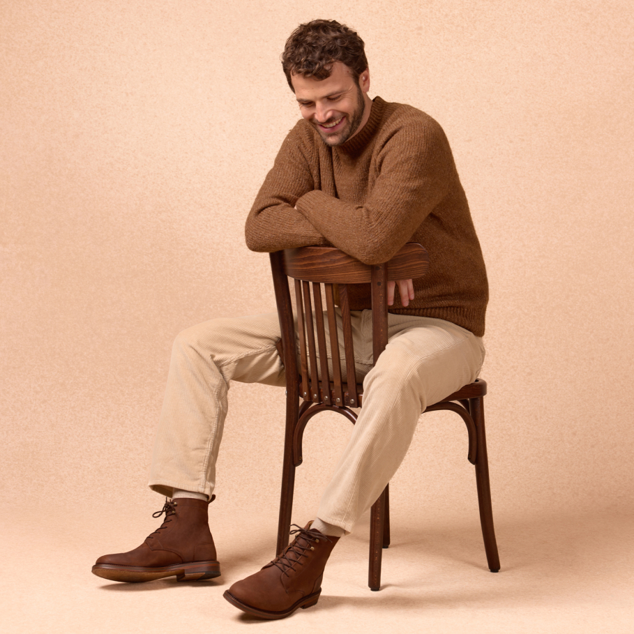 bottines café en cuir pour homme