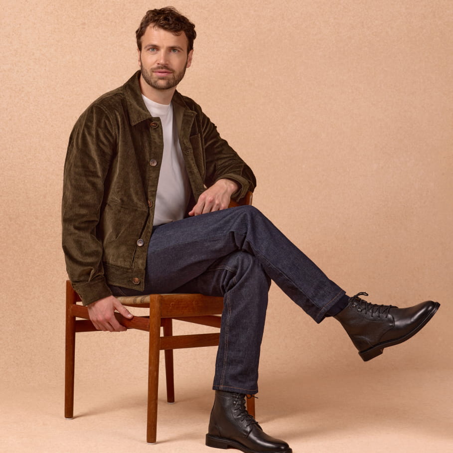 combat boots aus schwarzem genarbtem Leder für Herren